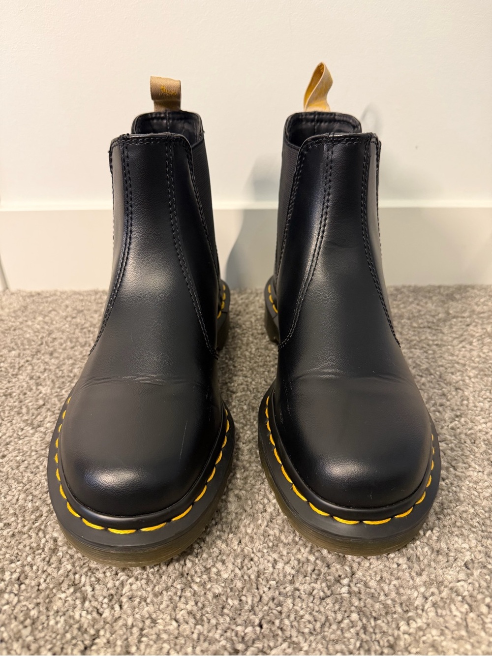 Dr. Martens Black Chelsea Boots with Yellow Stitching